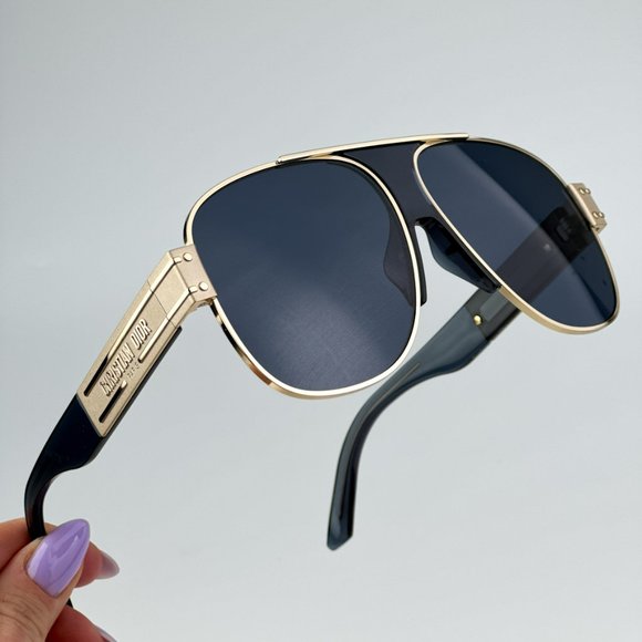 Dior DIORSIGNATURE A3U B0B0 BRAND NEW Sunglasses Gold Blue Unisex Aviator - Picture 1 of 15